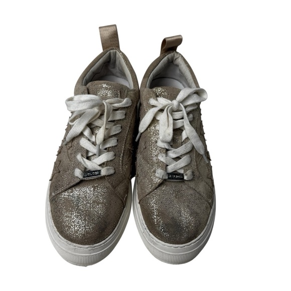 J/slides CoStarr Gold Platform Sneakers SZ 9 Celestial Star Shoes Glitter suede - Picture 2 of 11